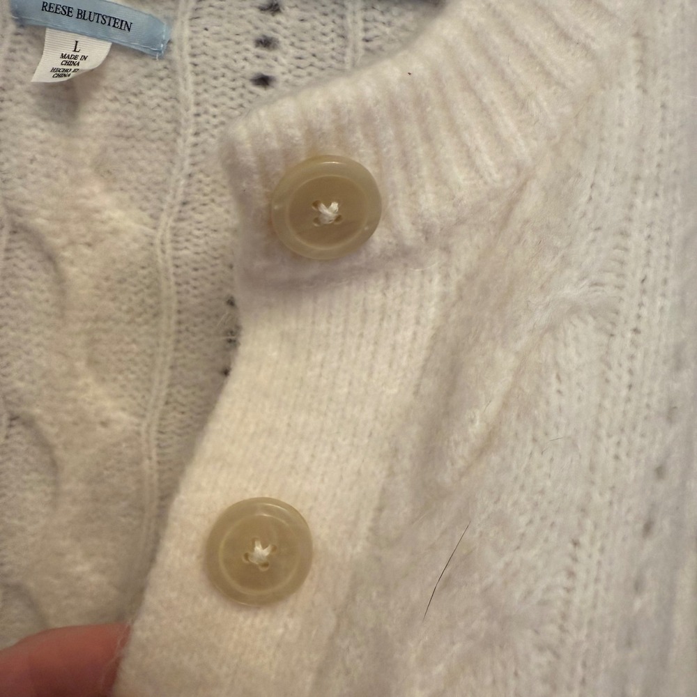 Future Collective Reese Blutstein Cardigan Sweater Cream Cable Knit Womens Large - Picture 4 of 5